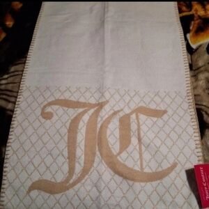 Juicy Couture Beige and White Monogram Jacquard Towel with Red Tag